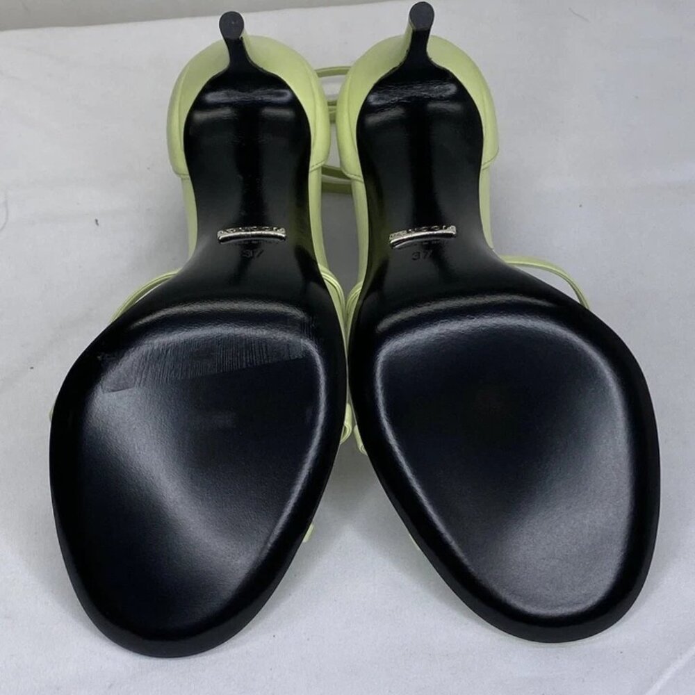 Gucci Womens Sandals Pistachio Green Size 7 Charlotte Nappa GG Buckle Heeled - Picture 3 of 13